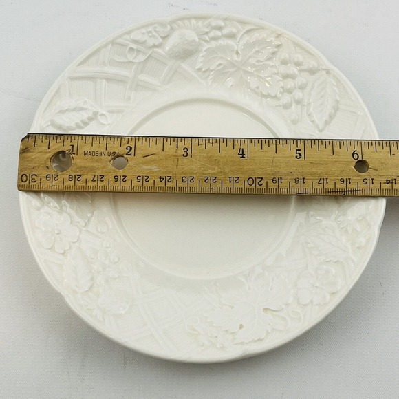 Mikasa English Countryside Flat Cup & Saucer Set White Stoneware Embossed Fruit - Picture 10 of 12